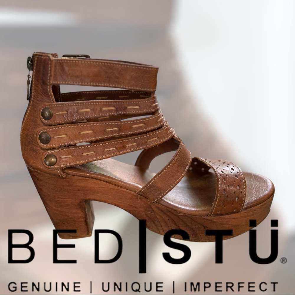 BED|STU Women's leather platform sandals. Size 9.